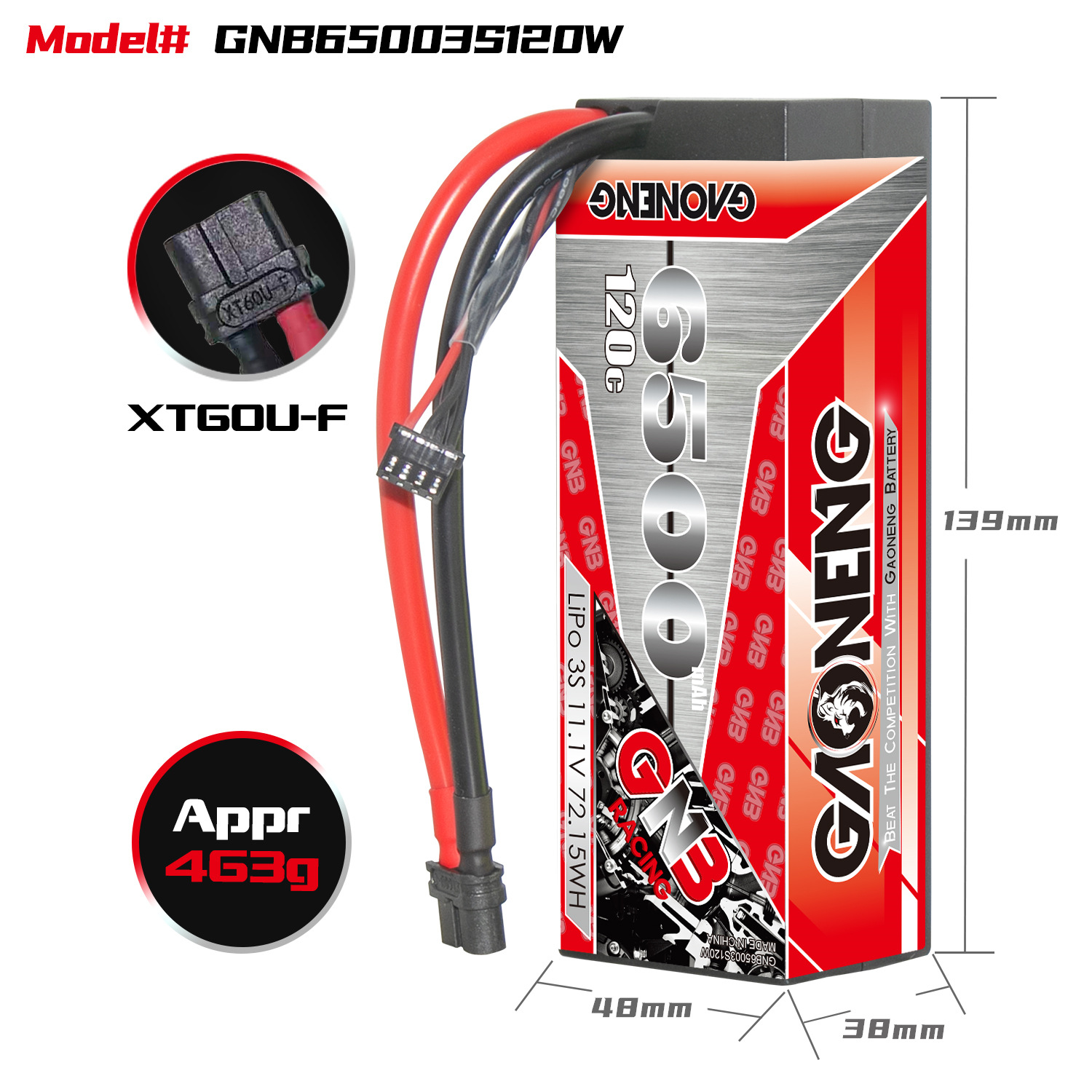 GNB High Energy 6500mAh 3S 11 1V 120C LiPo Battery for RC Car Model Toys - Image 2