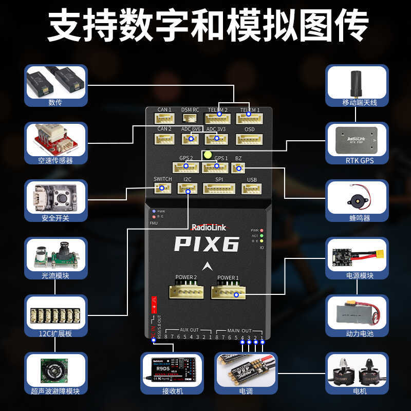 Контроллер полета Ledi Pix6 – автопилот с открытым исходным кодом типа Pixhawk для многороторных и нормальных самолетов, а также летательных аппаратов с вертикальным взлетом - Image 4