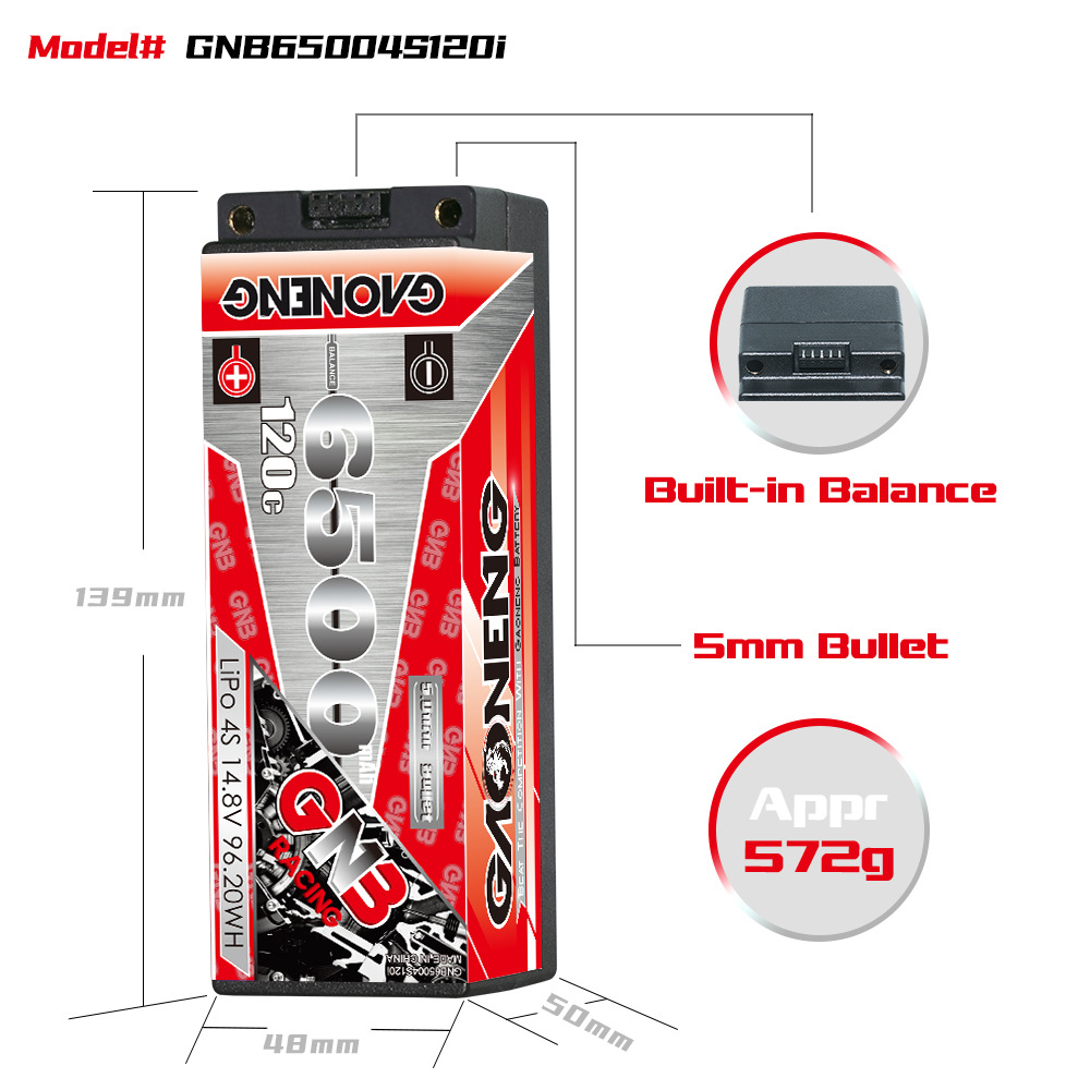 GNB High Energy 6500mAh 4S 14,8 V 120C LiPo-Akku für 1/8 RC-Cars und Klettermodelle - Image 2