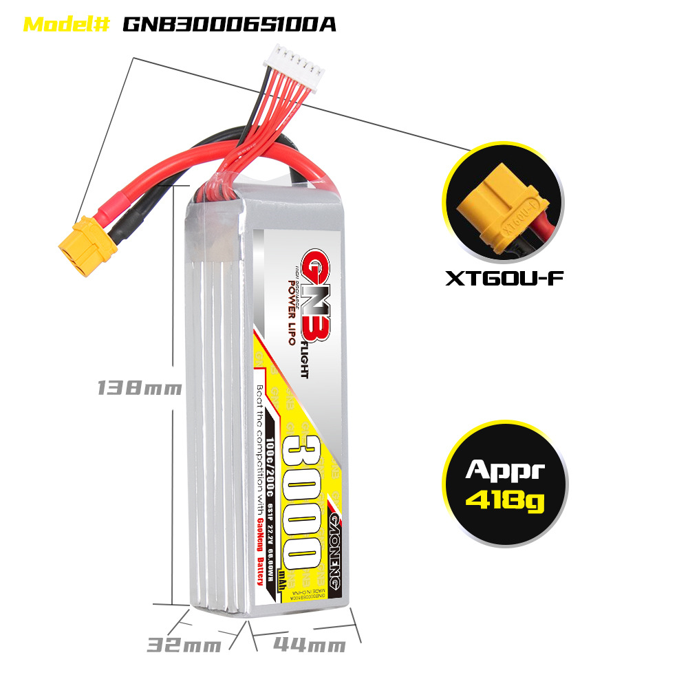GNB High Energy 3000mAh 6S 22 2V 100C Remote Control Drone FPV Lipo Battery GAONENG - Image 2