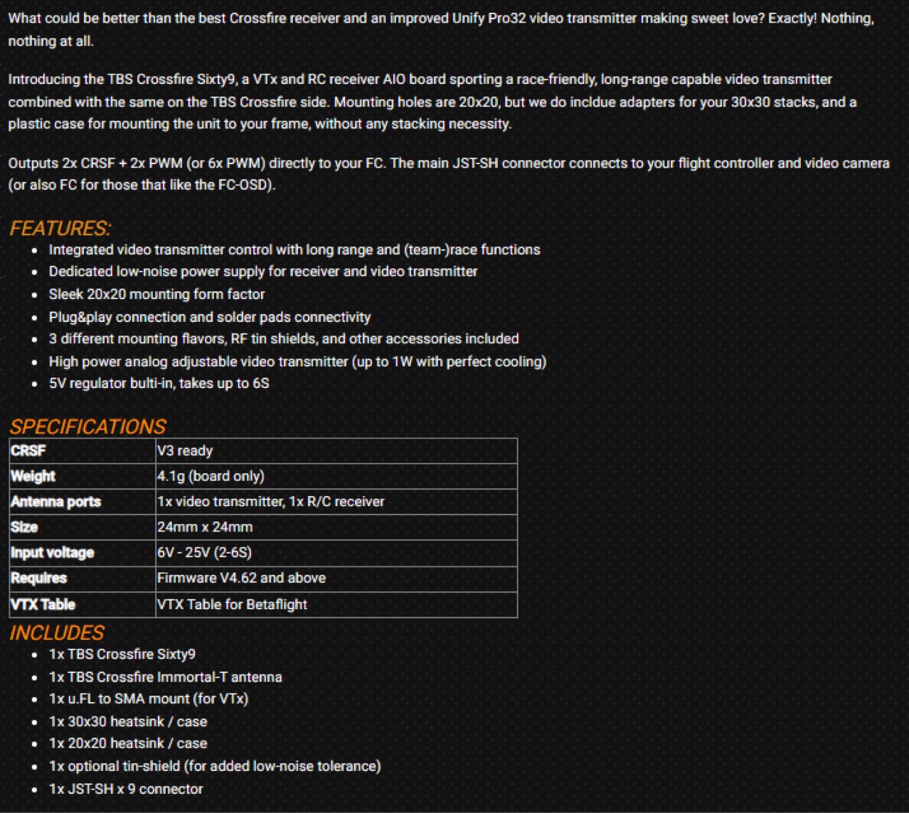 TBS CROSSFIRE SIXTY9 VTX RX Combo for FPV Drones Long Range - Image 5