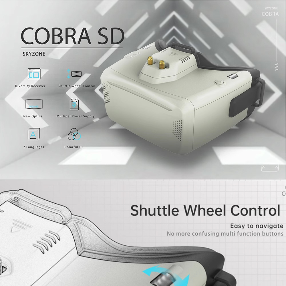 Skyzone Cobra SD 58G Head Mounted Video Goggles USB Drone FPV VR Glasses - Image 3