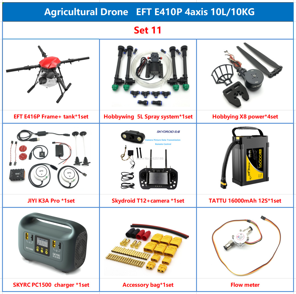 EFT Wing Fly E410P 10L Agricultural Plant Protection Drone Frame Quadcopter with Integrated Center Plate - Image 3