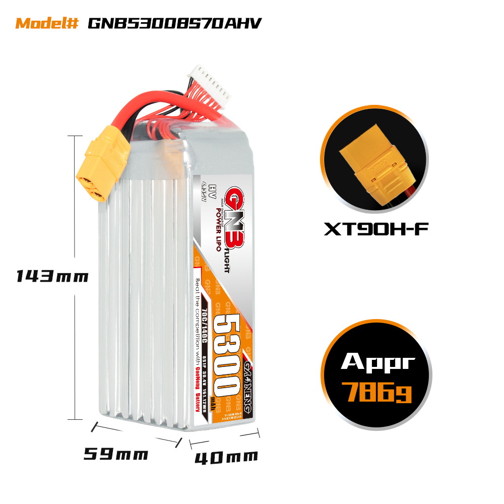 GNB High Energy 5300 mAh 8S 30,4 V 70 C HV LiPo-Akku für RC-Drohnen und Hubschrauber - Image 2
