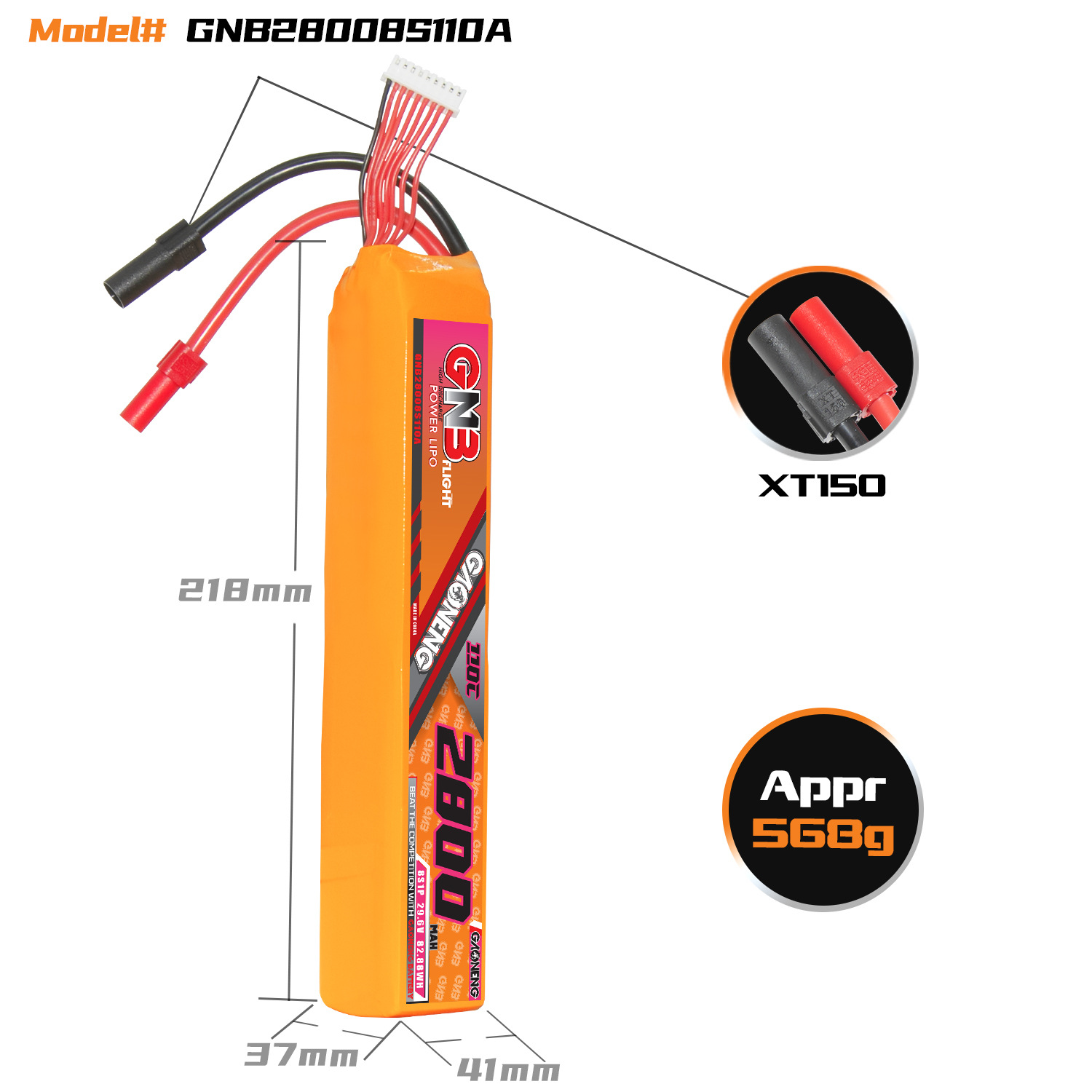 GNB High Energy 2800mAh 8S 29.6V 110C LiPo-Akku für FPV-Drohnen und RC-Hubschrauber - Image 2