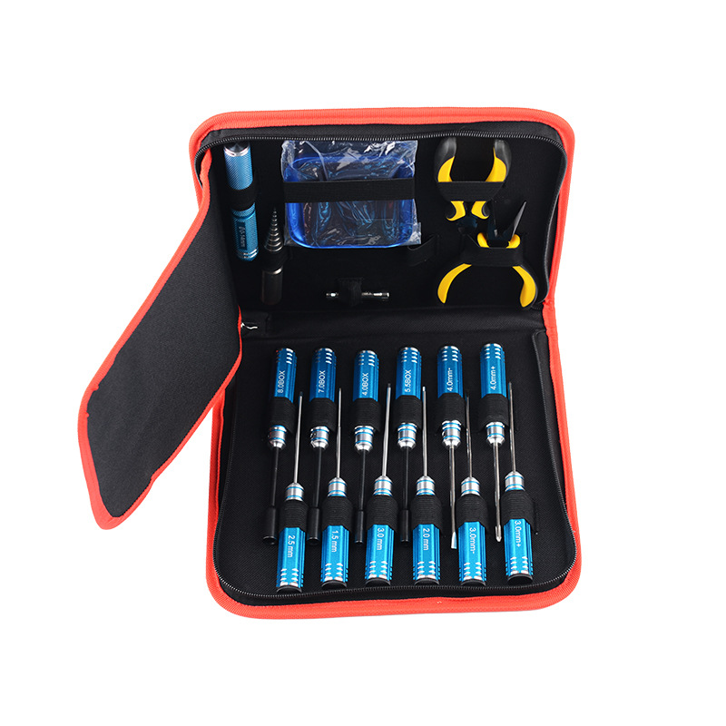 RC Remote Control Car Maintenance Tool Kit 18 Piece Hexagon Socket Cross Flat Bearing Screwdriver Set - Image 2