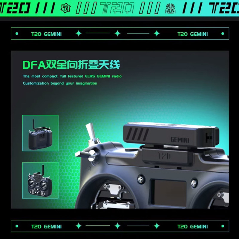 Jumper T20 V2 ELRS Radio Transmitter 2.4G 915GEMINI Gemini V-SM RDC90 Gimbals - Image 3