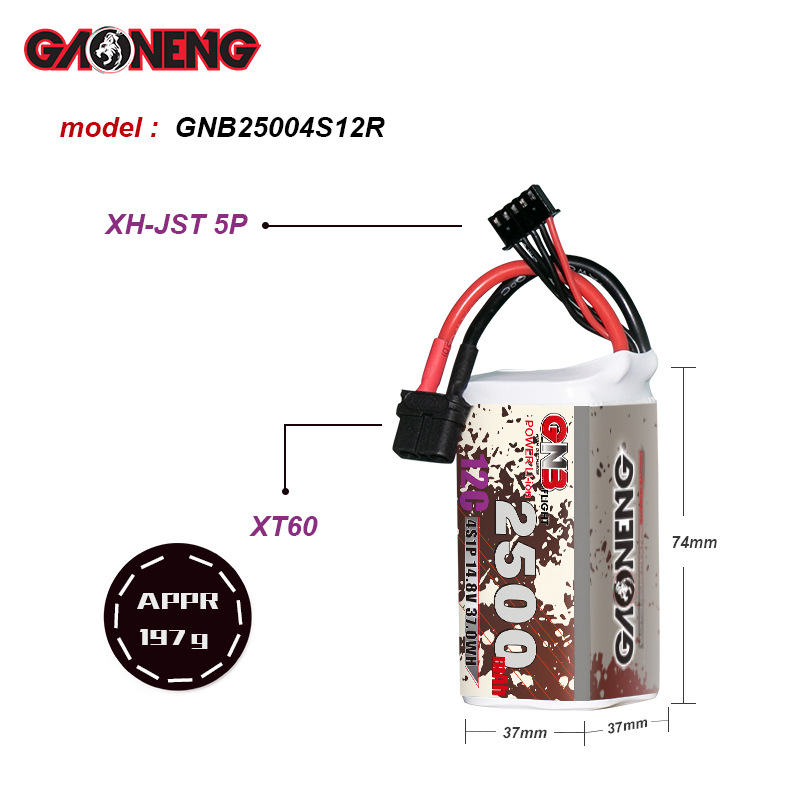 GNB 2500 mAh 4S 14,8 V 12C Lithium-Ionen-Akku für FPV-Drohnen – 18650-Zellen für RC-Modelle - Image 2
