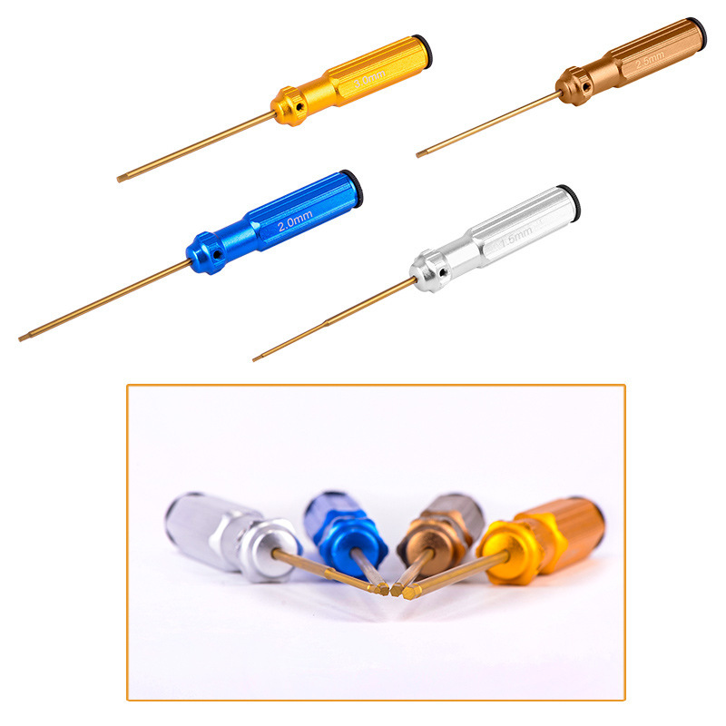 Model Car Ship Tool Color Lightweight Hexagon Screwdriver Titanium Plated Gold Four Piece Set - Image 3