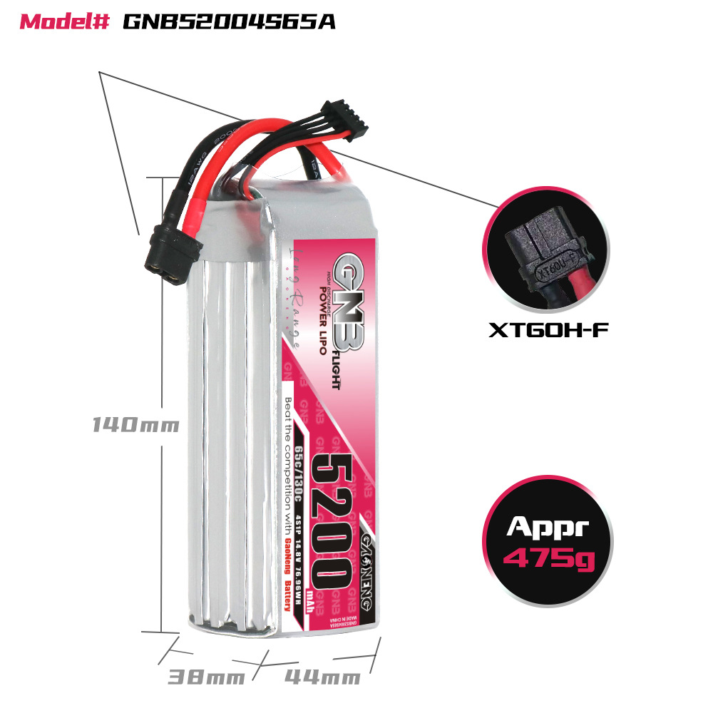GNB High Energy 5200 mAh 4S 14,8 V 65 C LiPo-Akku für FPV-Drohnen und RC-Hubschrauber - Image 2