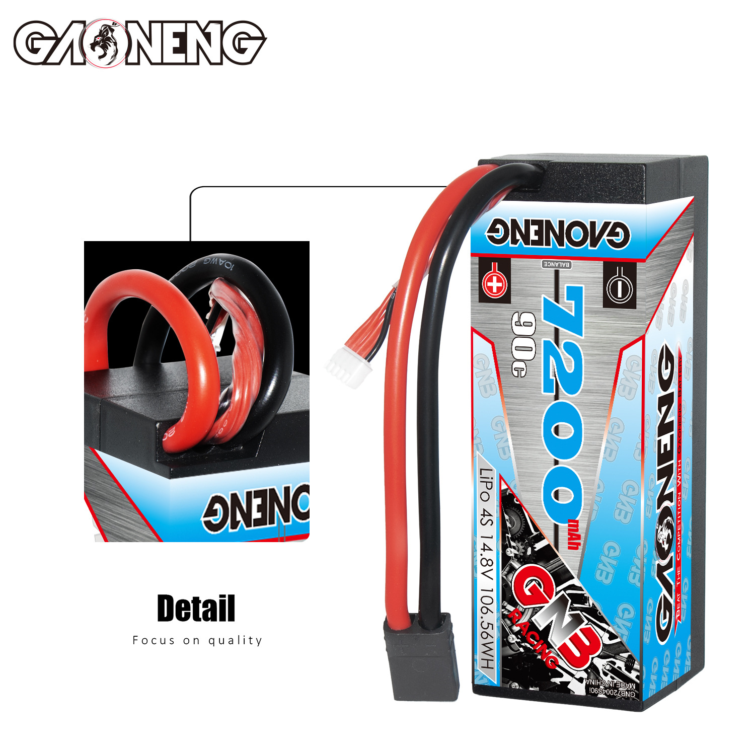 GNB High Energy 7200mAh 4S 14,8 V 90C Lithium-Batterie für 1/8 RC-Autos und -Panzer mit individuellem Stecker - Image 4