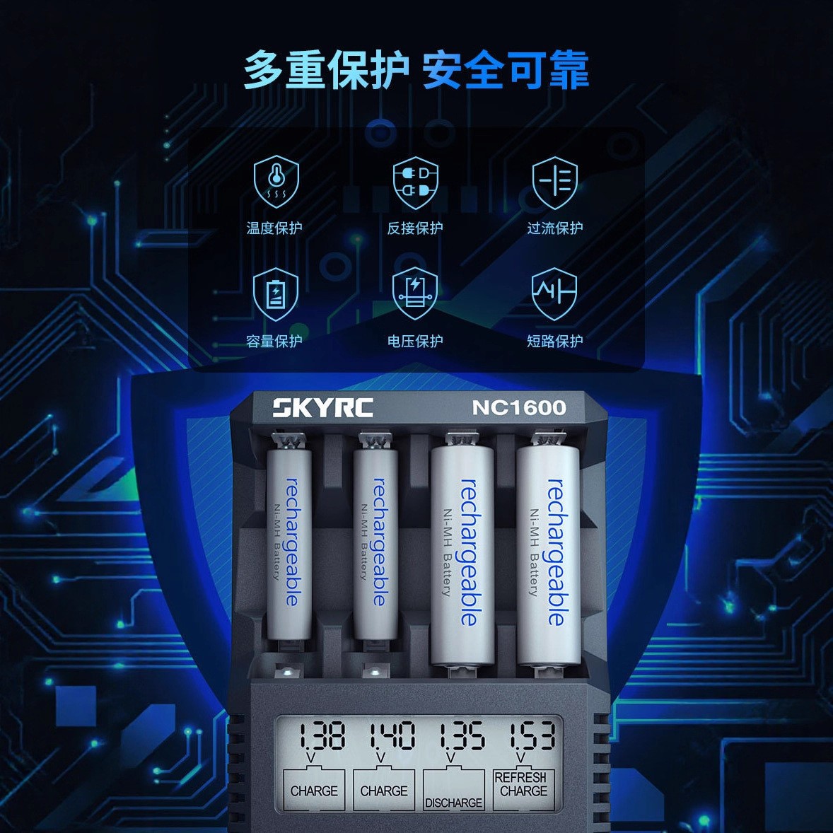 Skyrc NC1600 AA AAA Charger Analyzer for Nickel Metal Hydride Nickel Chromium Batteries - Image 2