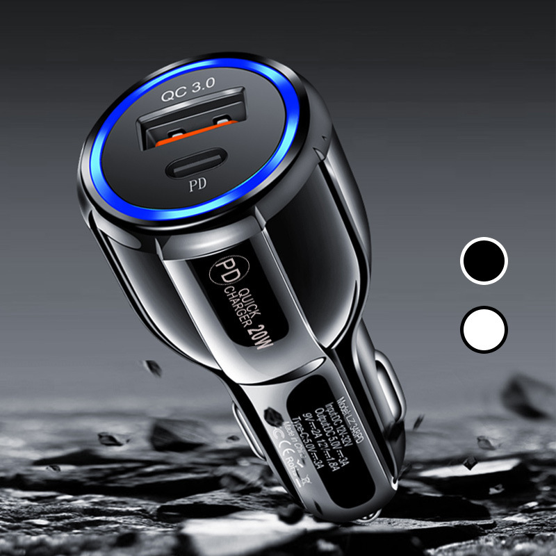 New Cross-Border PD QC30 Super Fast Charging Car Charger Type C Dual USB Luminous Car Charger - Image 3