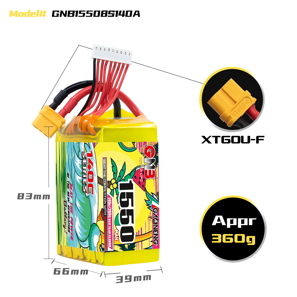 GNB High Energy 1550mAh 8S 29,6 V 140°C LiPo-Akku für FPV-Drohnen und RC-UAVs - Image 2