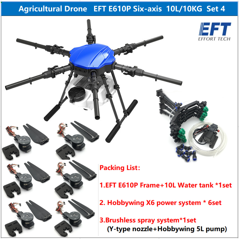 EFT Wing Fly E610P Plant Protection Drone Frame 6 Axis 10L 10kg Agricultural Spraying UAV Kit - Image 5