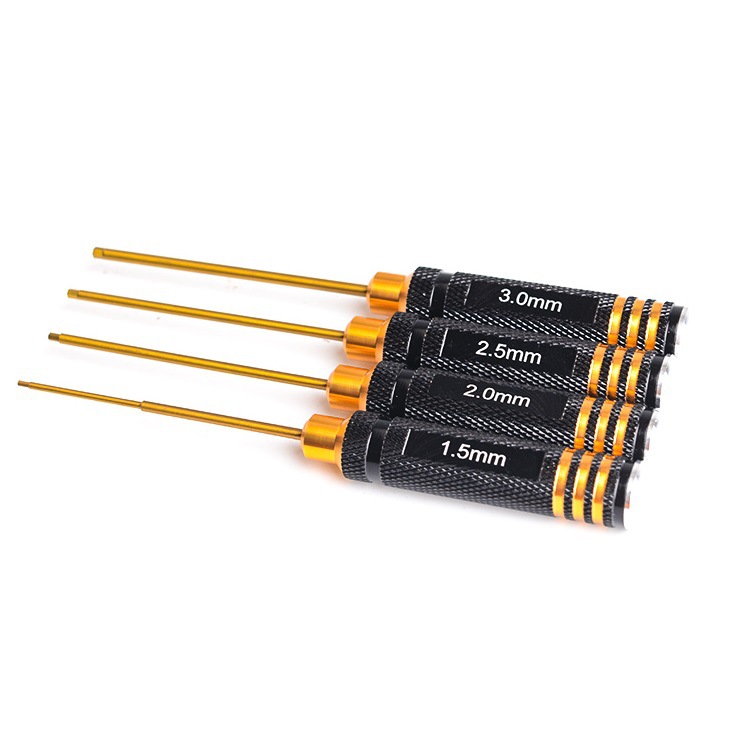RC Remote Control Car Assembly Maintenance Disassembly Tool Black Gold Plated Titanium Hexagon Socket Titanium Alloy Cutter Head 4 Piece Set - Image 5