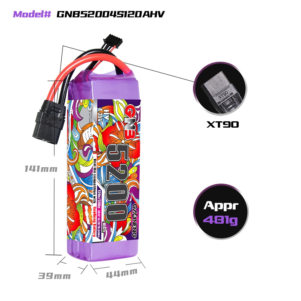 Аккумулятор LiPo GNB High Energy емкостью 5200 мАч, 4S, 15,2 В, 120°C для моделей RC и квадрокоптеров FPV - Image 2