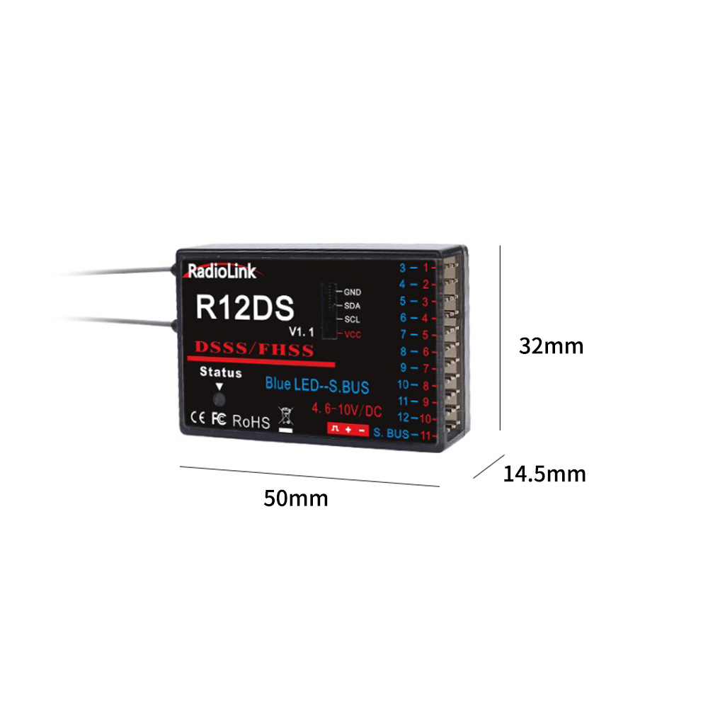 Lodi R12DS Twelve Channel Dual Antenna Receiver Compatible AT9 AT9S PRO AT10II Remote Control - Image 4