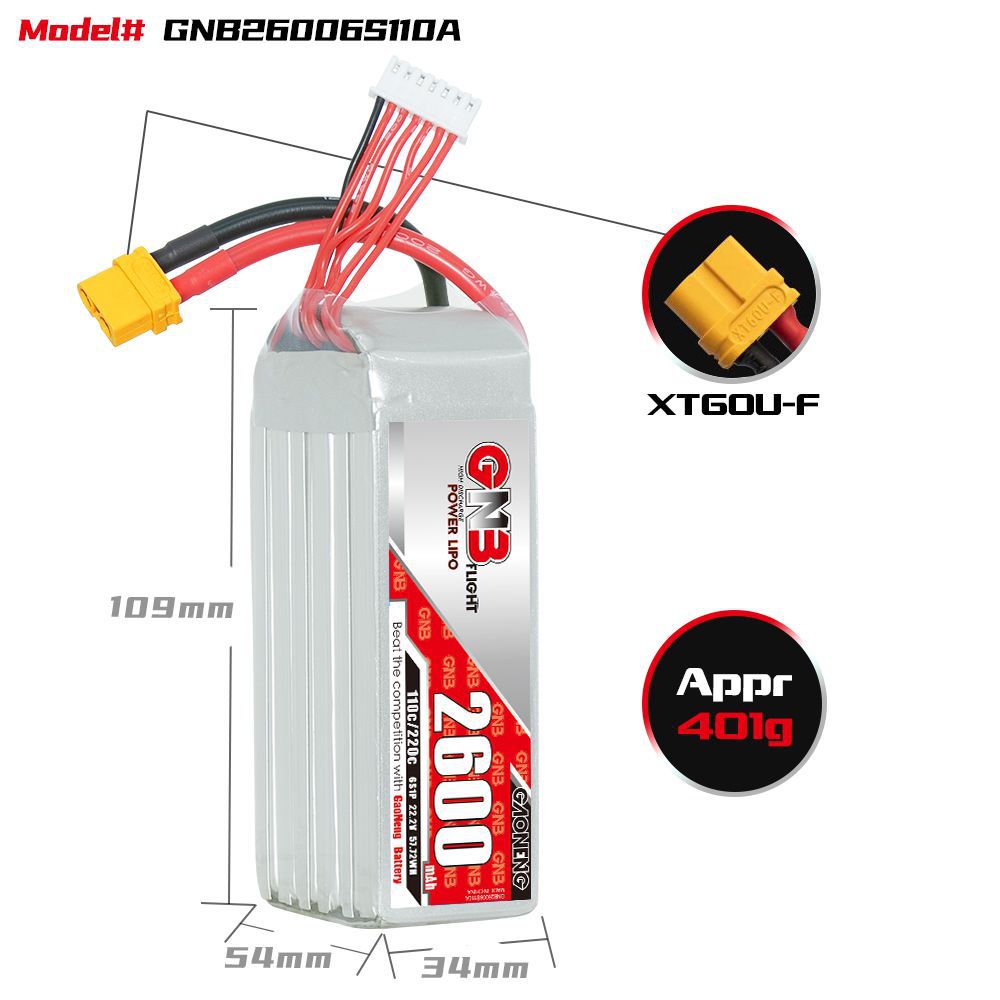 GNB High Energy 2600 mAh 6S 22,2 V 110°C LiPo-Akku für FPV-Drohnen und RC-Hubschrauber - Image 2