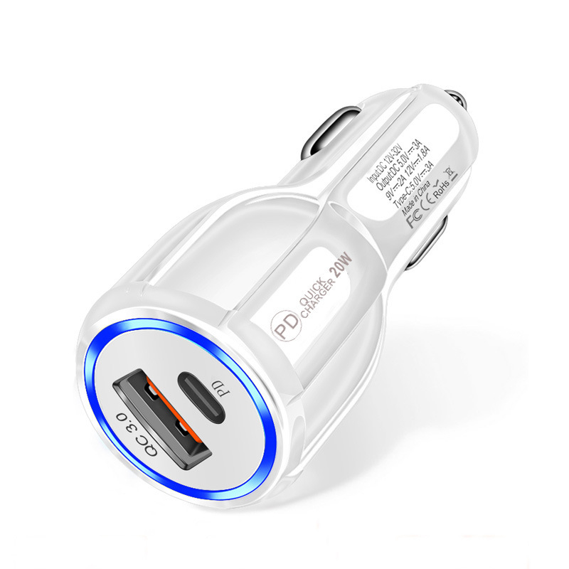 New Cross-Border PD QC30 Super Fast Charging Car Charger Type C Dual USB Luminous Car Charger - Image 4