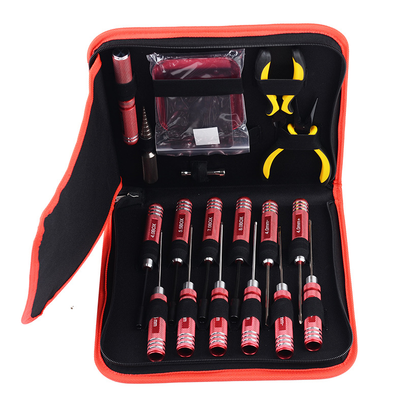 RC Remote Control Car Maintenance Tool Kit 18 Piece Hexagon Socket Cross Flat Bearing Screwdriver Set - Image 3