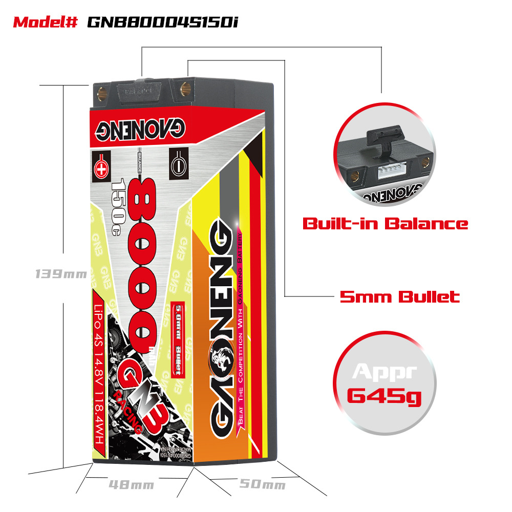 GNB High Energy 8000mAh 4S 14.8V 150C LiPo-Akku für 1/8 RC-Rennwagen - Image 2