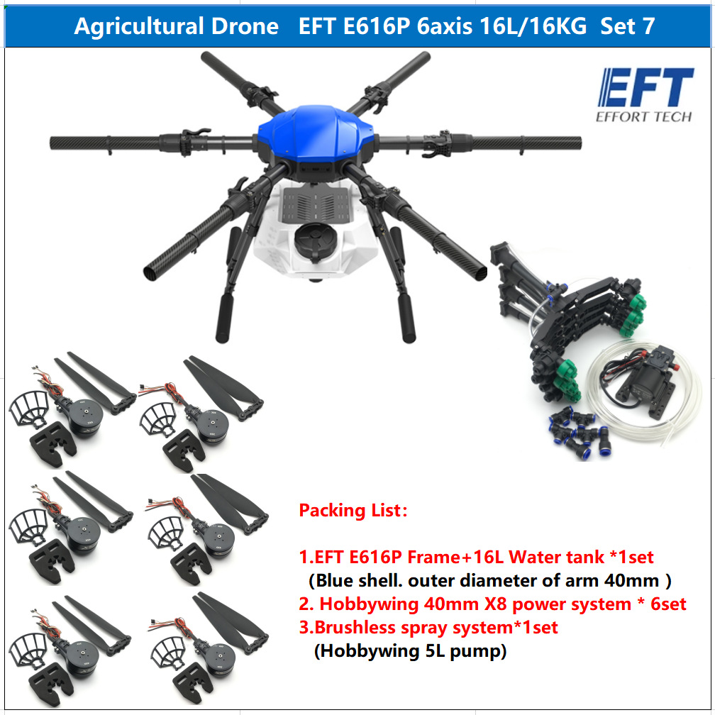 EFT Wing Fly E616P Plant Protection Six Axis 16L 16kg Large Load Spraying Drone Frame Suit - Image 4