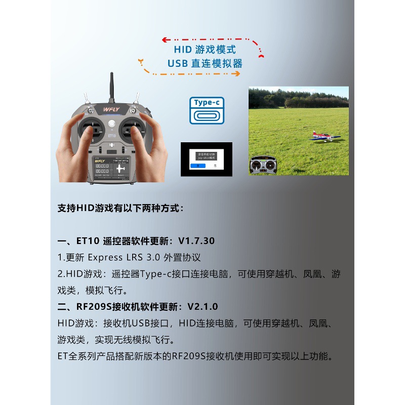 Wfly ET10 Hall Remote Control Fixed Wing RC FPV Aircraft Supports Black Sheep Elrs - Image 2