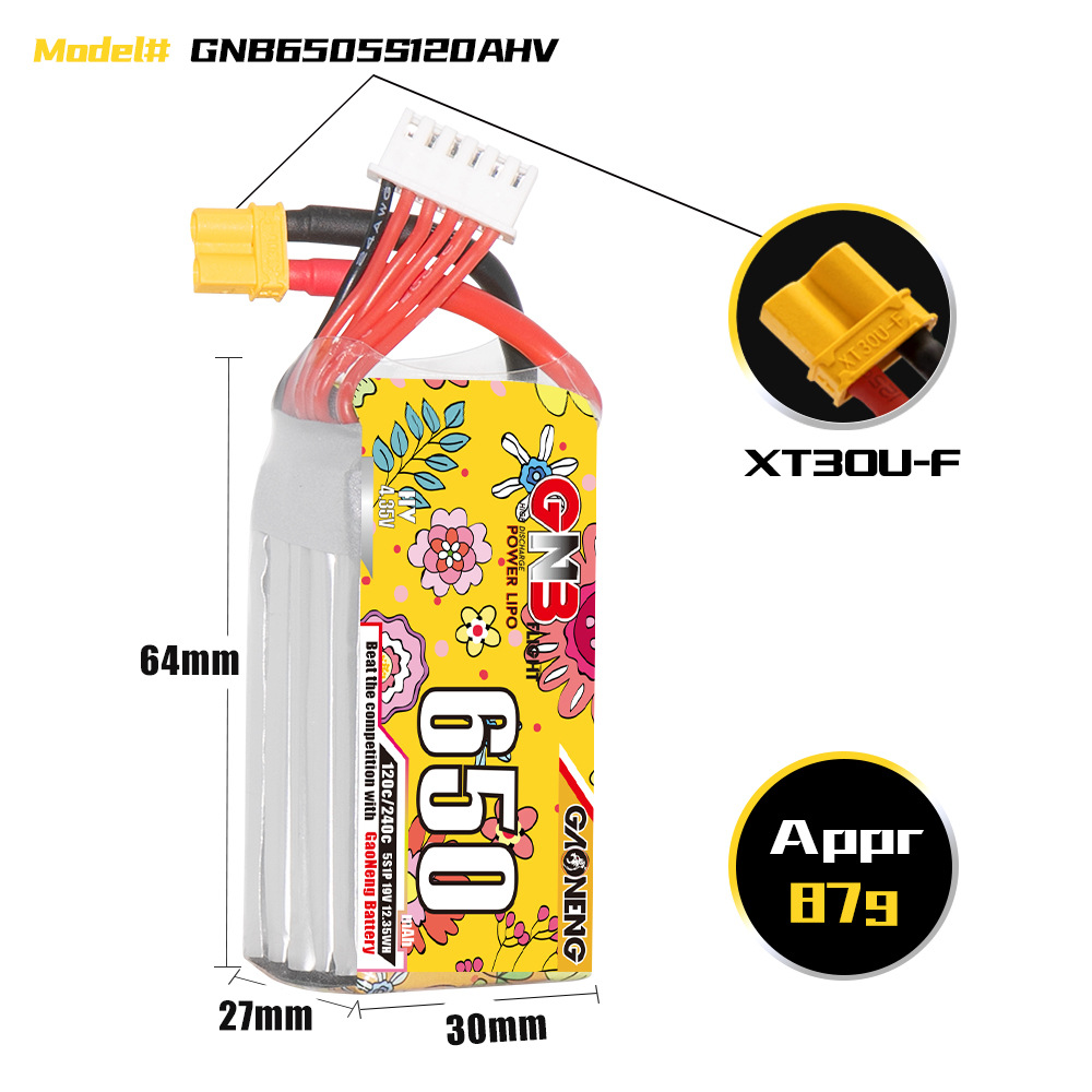 GNB 650mAh 5S 19V 120C HV LiPo-Akku für 2-2,5-Zoll-FPV-Drohnen - Image 2