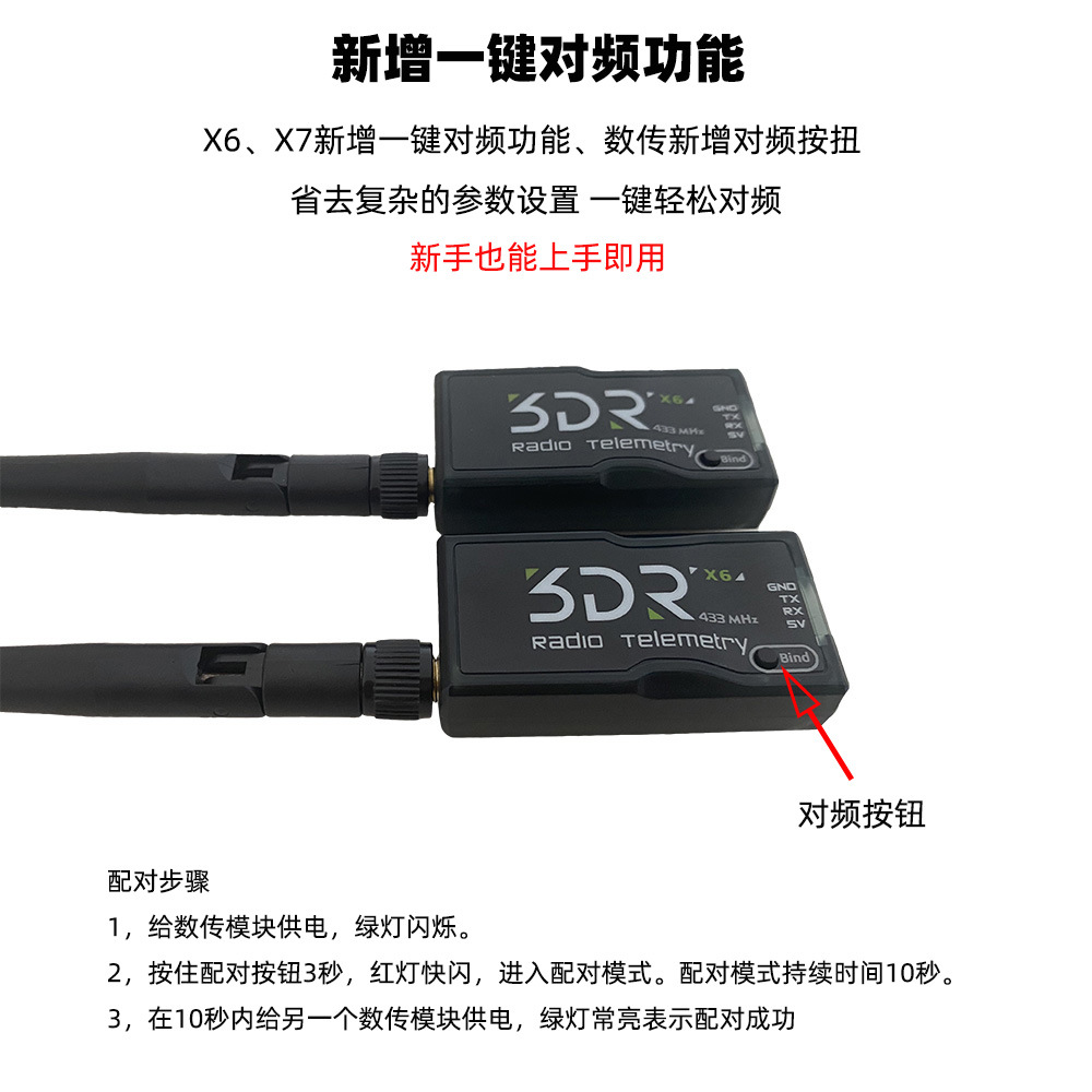 3DR Radio Digital Transmission X6X7 Open Source Radio Module 433 915Mhz 1000mW for APM Pixhawk Flight Controller - Image 2
