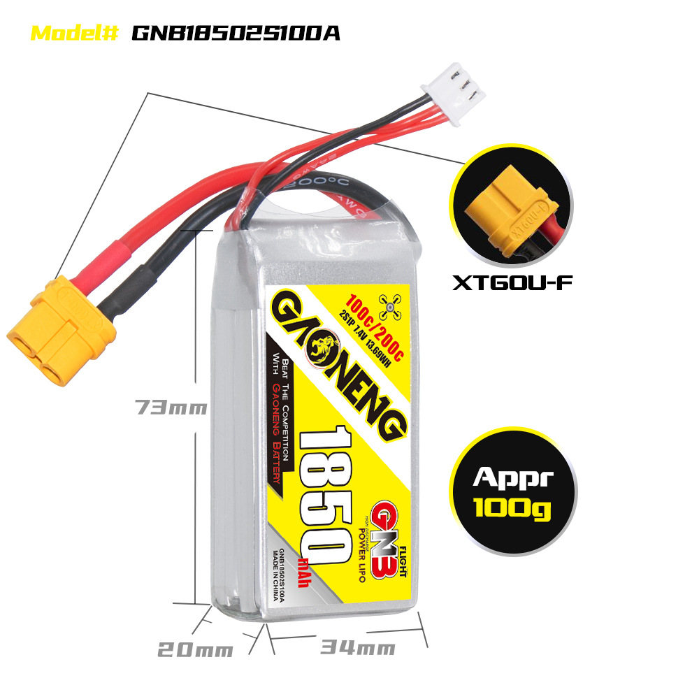 Литий-полимерный аккумулятор GNB High Energy емкостью 18050 мАч, 2S, 7,4 В, разрядная способность 100C для моделей самолетов и дронов - Image 2