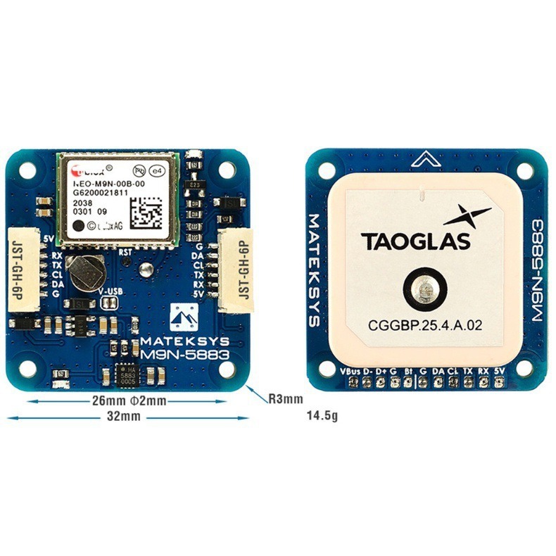 Mateksys M9N-5883 High Precision GPS Module for FPV Fixed Wing Neo-M9N - Image 4
