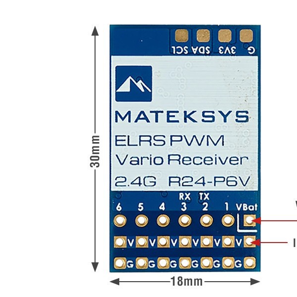 Приймач Matek ELRS R24 P6V 2,4 ГГц з барометром для моделей літаків у системі FPV - Image 2
