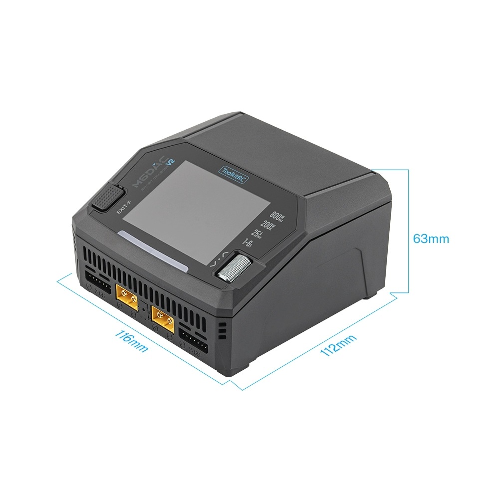 ToolkitRC M6Dacpro V2 18A AC 200-300W DC 800W Wireless Charging Dual Channel FPV Battery Charger - Image 5