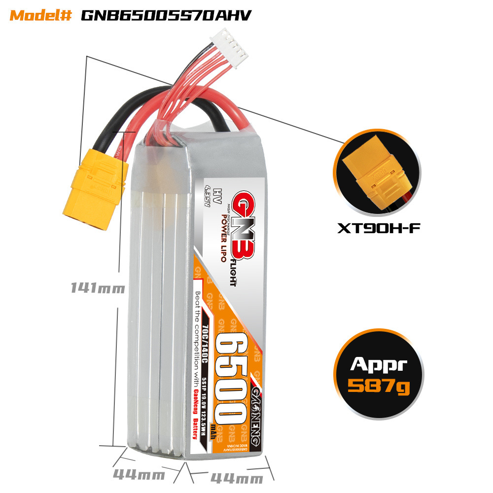 GNB High Energy 6500 mAh 5S 19 V 70 C LiHV-Akku für RC-Autos, Schiffe und Segelflugmodelle - Image 2