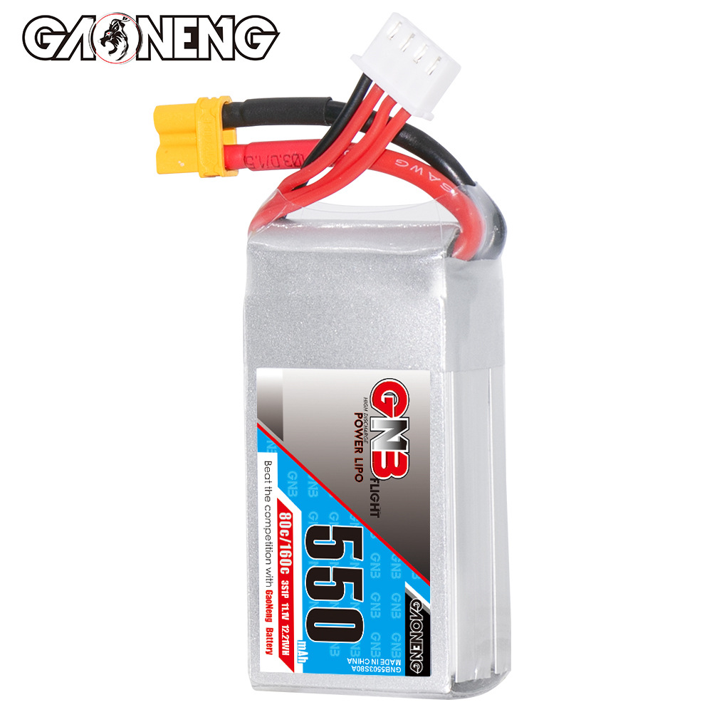 LiPo-аккумулятор GNB 550 мАч, 3S, 11,1 В, 80 C для гоночных квадрокоптеров FPV и моделей самолетов GNB5503S80A - Image 3