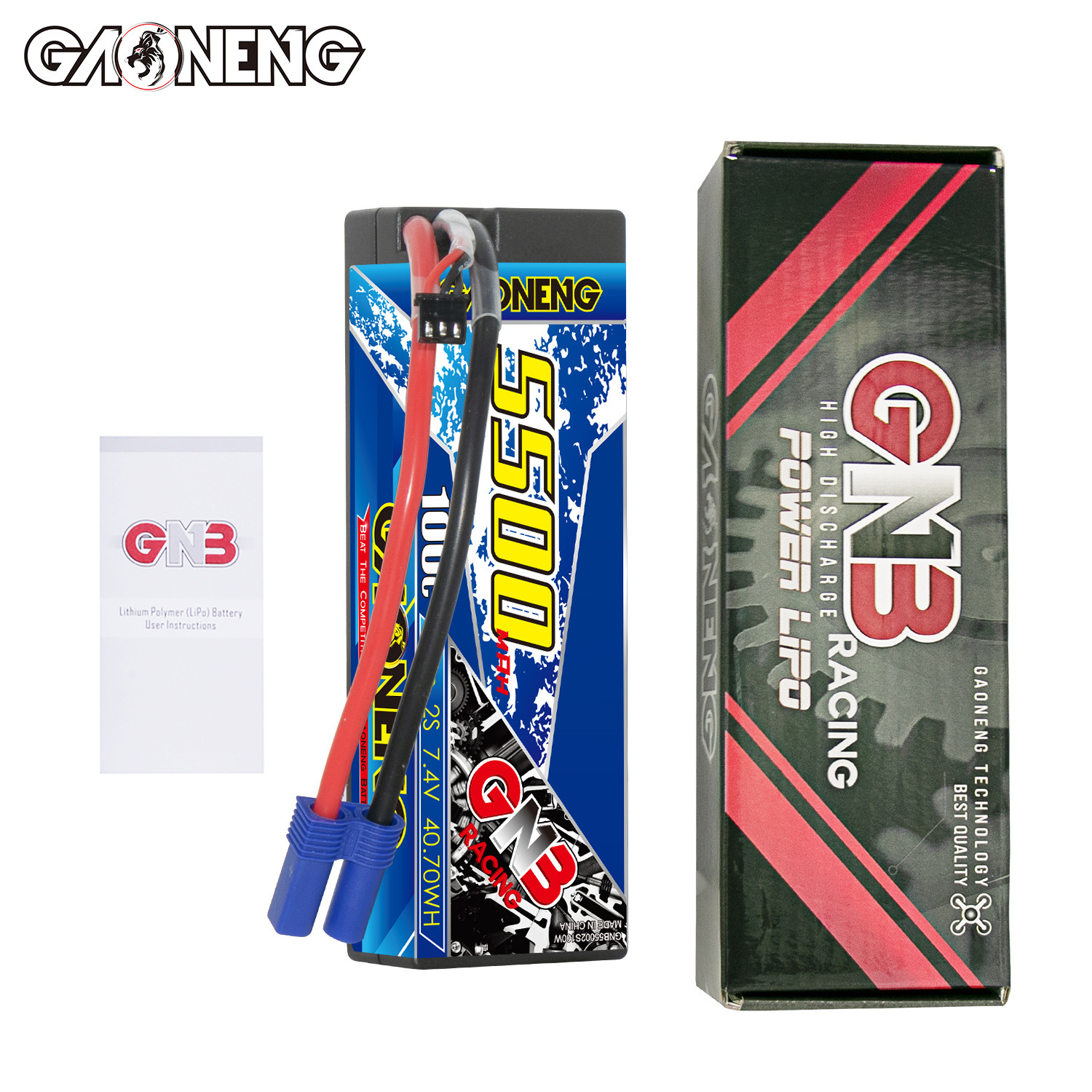 GNB High Energy 5500mAh 2S 7,4V 100C RC-Hartschalen-LiPo-Akku für 1/10-Modellrennwagen - Image 4