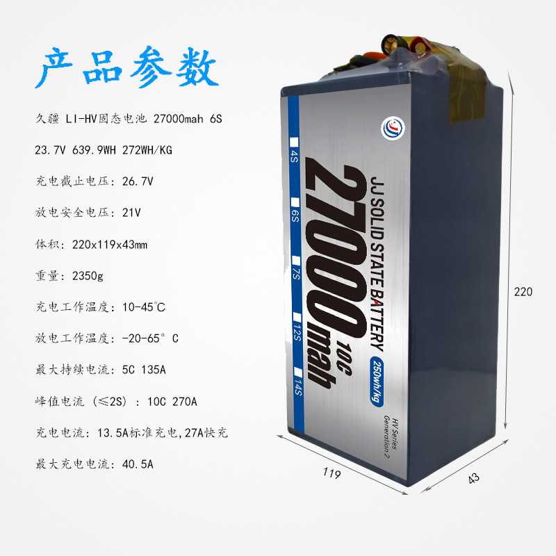 Jiujiang 27000mAh Hochleistungs-Akku mit fester Elektrolyt-Technologie – Langlebiger Lithium-Akku für Drohnen - Image 2