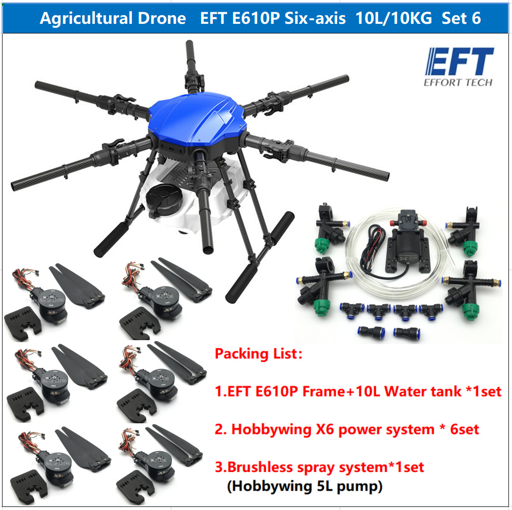EFT Wing Fly E610P Plant Protection Drone Frame 6 Axis 10L 10kg Agricultural Spraying UAV Kit - Image 4
