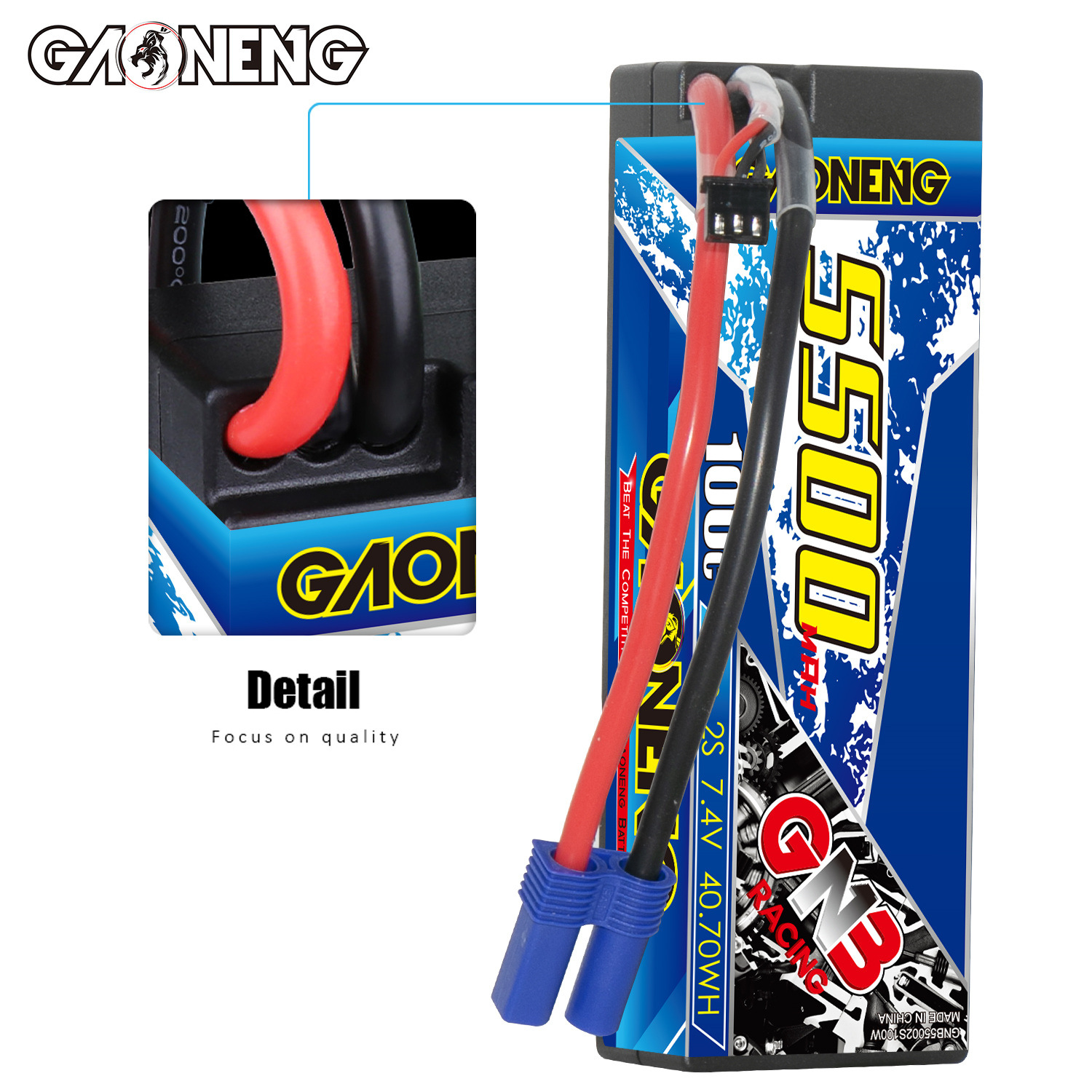 GNB High Energy 5500mAh 2S 7,4V 100C RC-Hartschalen-LiPo-Akku für 1/10-Modellrennwagen - Image 3