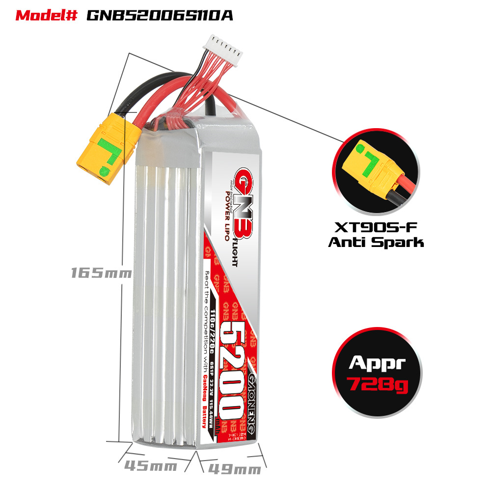 GNB High Energy 5200mAh 6S 22.2V 110C LiPo-Akku für RC-Autos, Schiffe, Panzer und Hubschrauber - Image 2