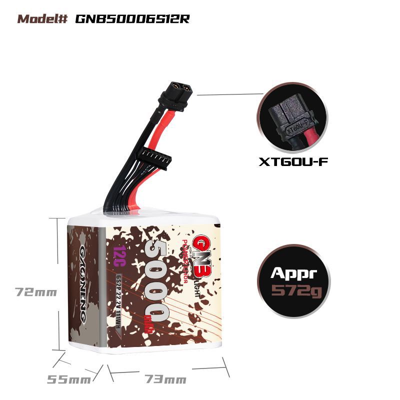 GNB High Energy 5000 mAh 6S 22,2 V 12C TraVerSing Lithium-Batterie für FPV-Modellflugzeuge mit 18650-Zellen - Image 2