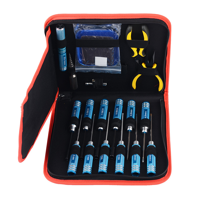 RC Remote Control Car Maintenance Tool Kit 18 Piece Hexagon Socket Cross Flat Bearing Screwdriver Set - Image 4