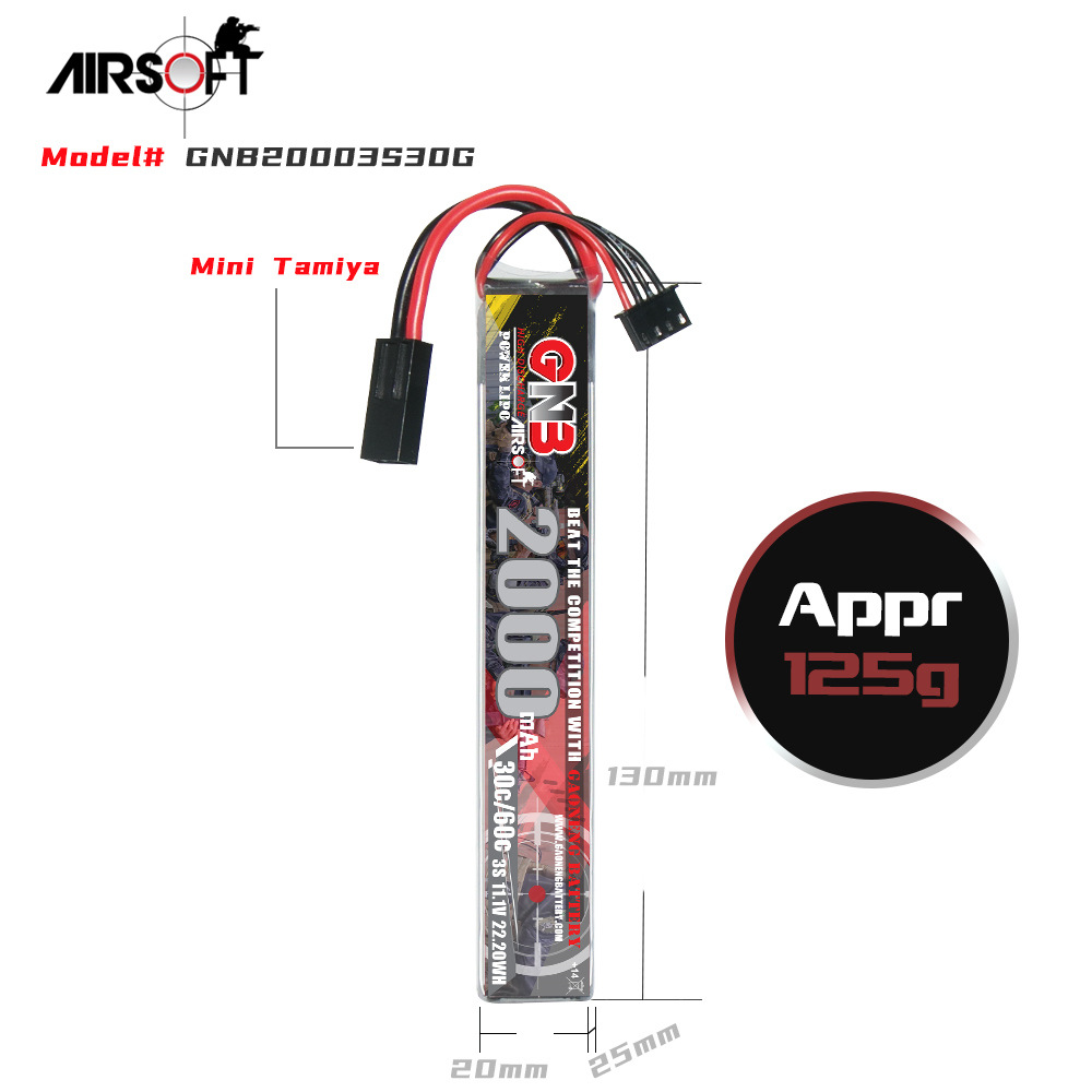 GNB High Energy 2000mAh 3S 11.1V 30C LiPo-Akku für elektrische Spielzeuge und CS-Real-Field-Ausrüstung - Image 2