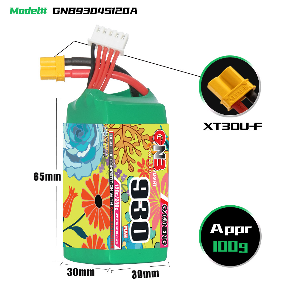 GNB High Energy 930 mAh 4S 14,8 V 120°C – Hochleistungs-Lithium-Ionen-Akku für FPV-Modelle mit Düsenantrieb - Image 2