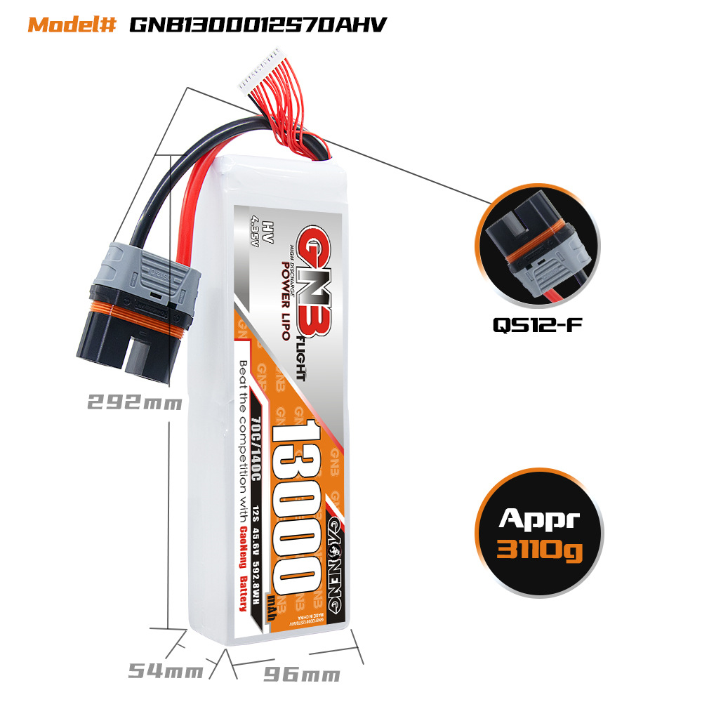 GNB High Energy 13000mAh 12S 45,6V 70C LiHV-Akku für RC-Hubschrauber und Pflanzenschutzgeräte - Image 2