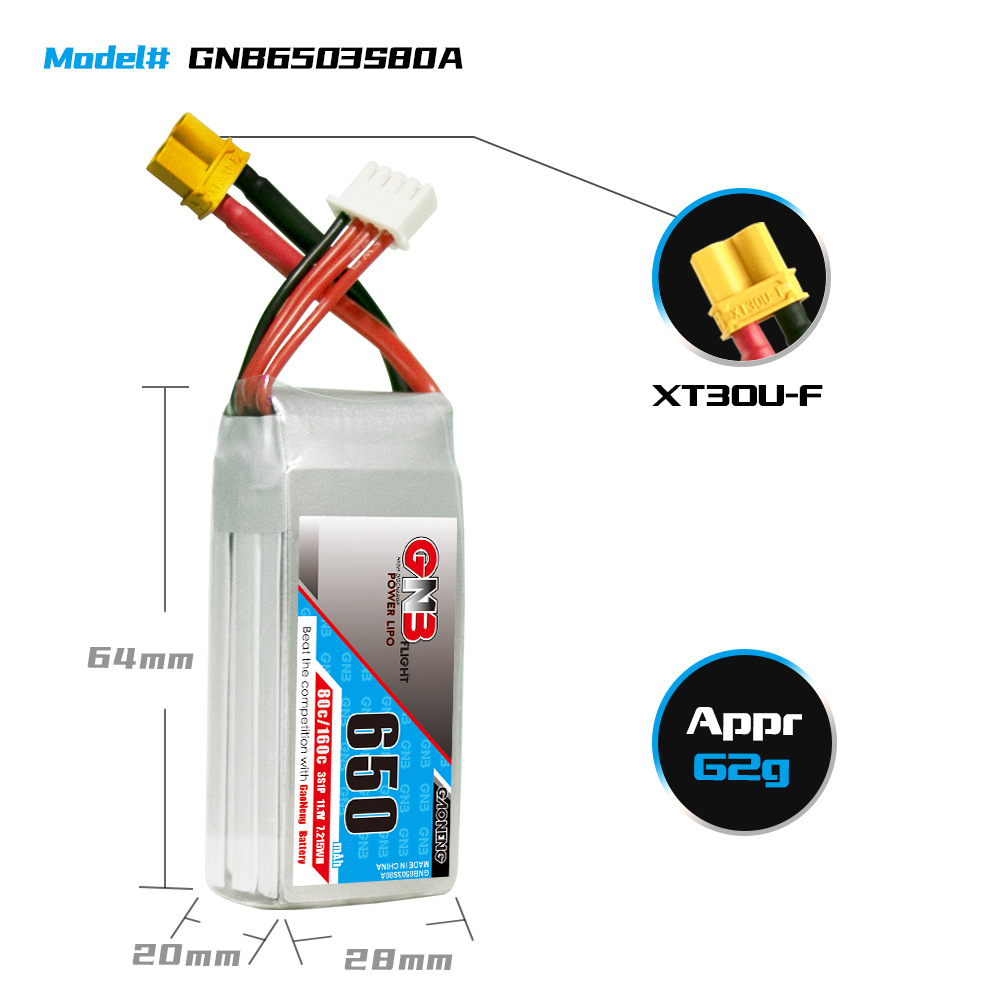 GNB 650mAh 3S 11.1V 80C LiPo-Akku für FPV- und RC-Modelle von GAONENG - Image 2