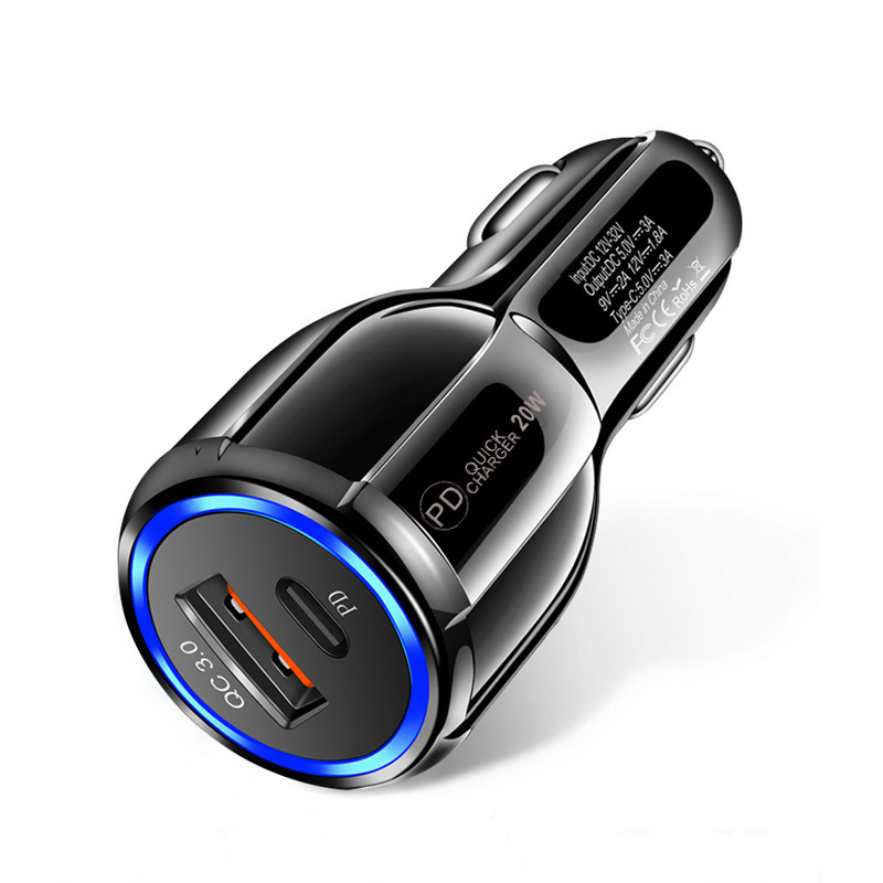 New Cross-Border PD QC30 Super Fast Charging Car Charger Type C Dual USB Luminous Car Charger - Image 5