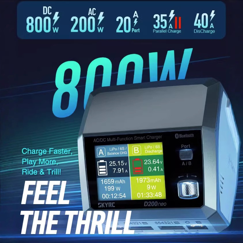 Skyrc D200Neo 800W Dual Channel Smart Balance Charger AC DC 20A 2 6S LiPo - Image 3
