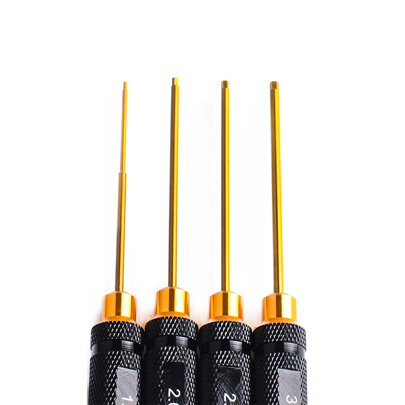 RC Remote Control Car Assembly Maintenance Disassembly Tool Black Gold Plated Titanium Hexagon Socket Titanium Alloy Cutter Head 4 Piece Set - Image 4